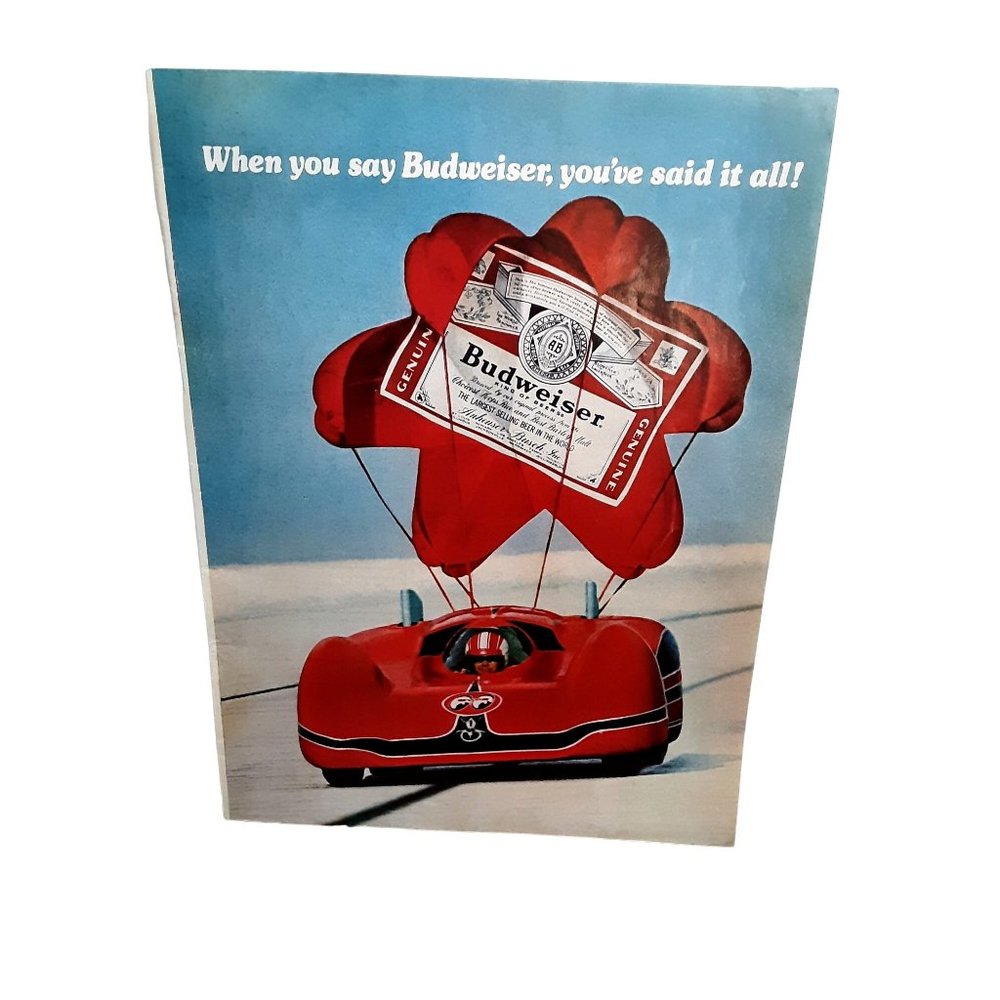 1975 Budweiser Racing Bonneville Vintage Magazine Print ad